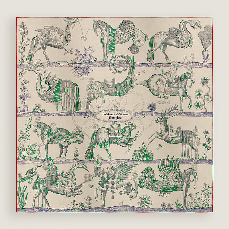 ごきげんさま専用 HERMES シルク ストール 馬と花のデザイン Della cavalleria Favolosa shawl 140 | Hermès USA